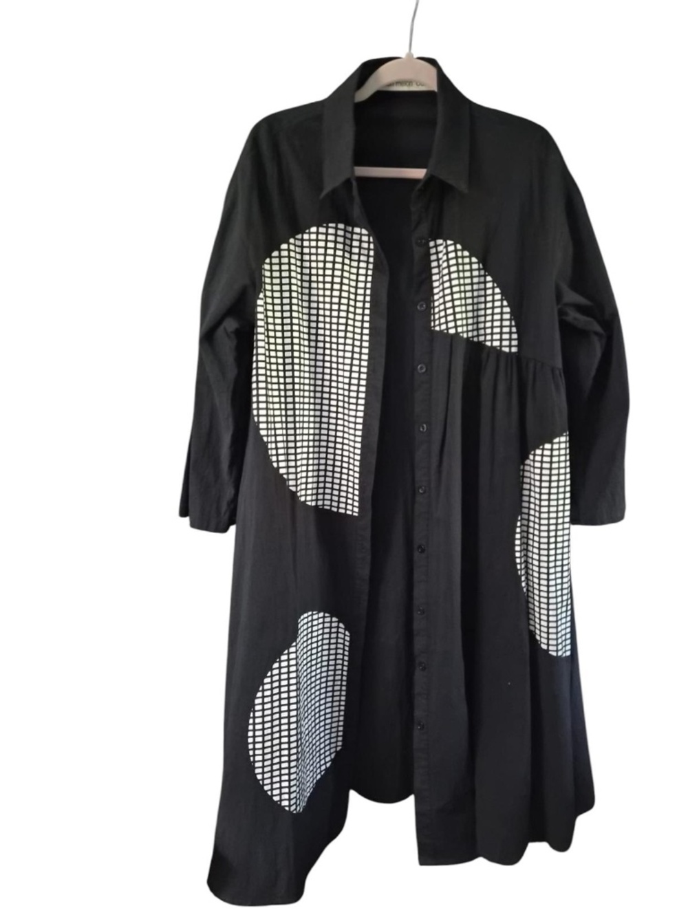 Helon Melon | Black and White Abstract Long Jacket | Size Large - Picture 8 of 8